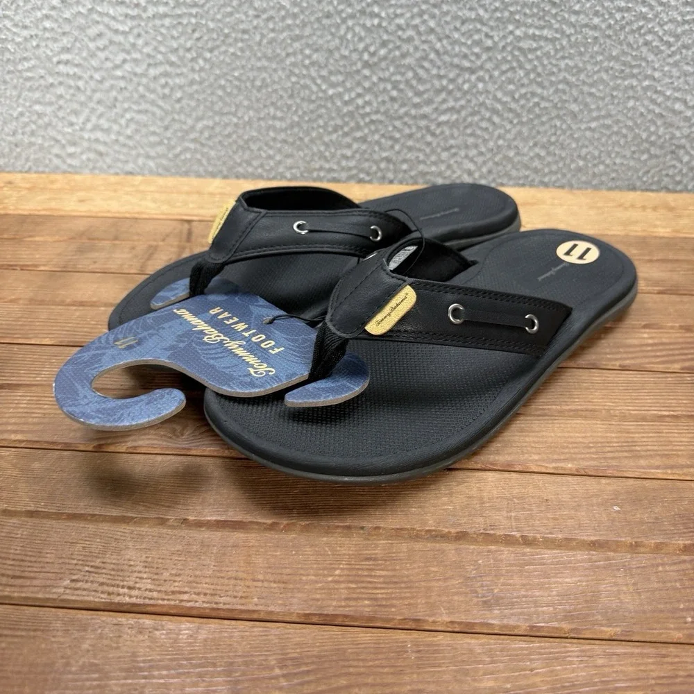 Tommy Bahama Sandals Mens 11 Black TBF Coast Flip Flops Beach Summer Casual NEW